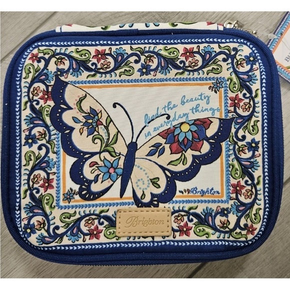 Brighton Handbags - Brighton Multicolor Butterfly Embroidered Jewelry Pouch